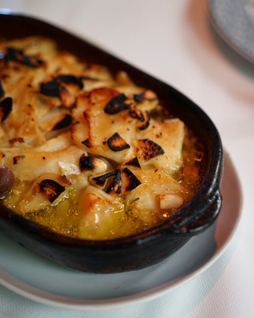 Bacalhau à Presidente. Cardápio. Alentejo.