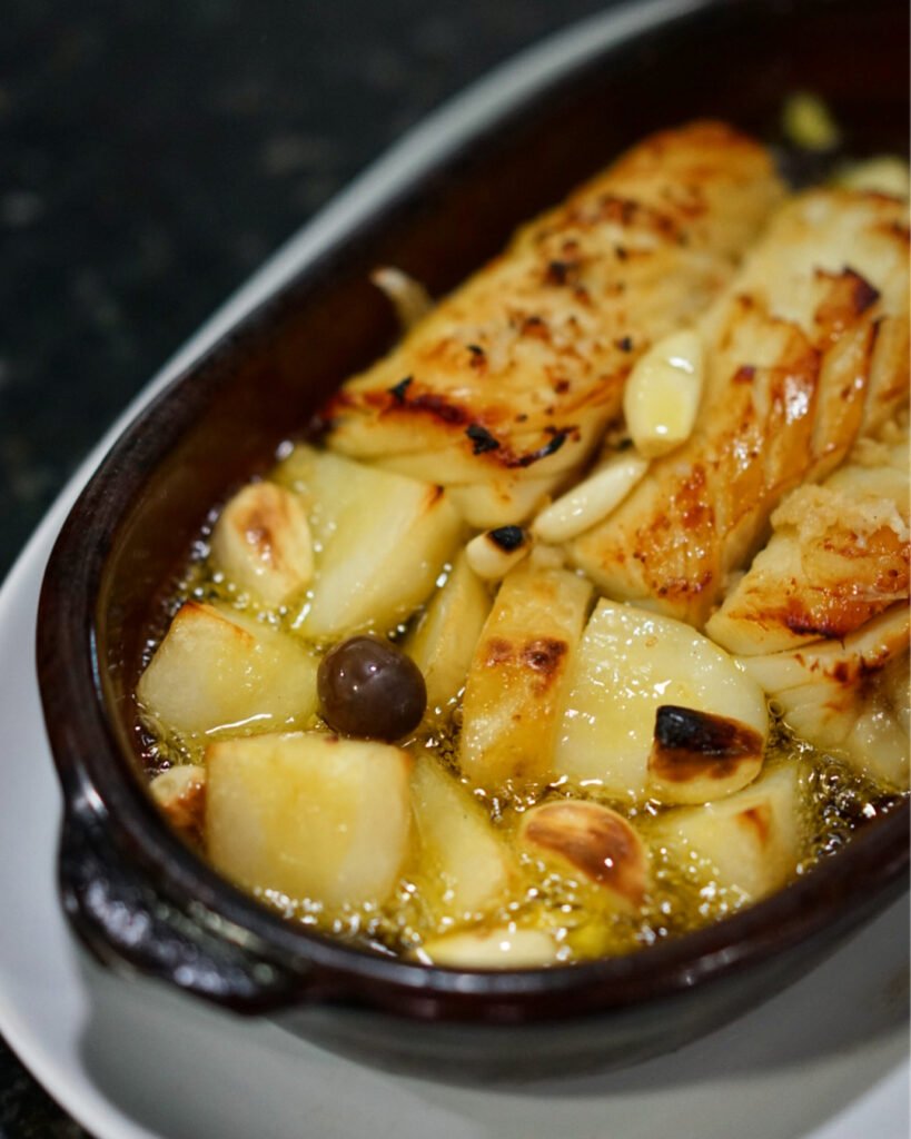 Bacalhau na Telha. Cardápio. Alentejo.